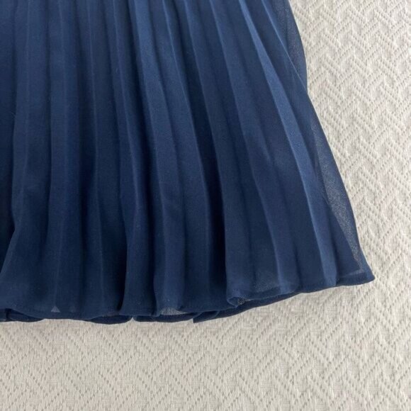 SUD Express Women’s 42 US 10 Navy Blue Ruffled Pleated Lined A Line Mini Skirt - Picture 2 of 7